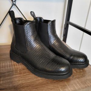 black croc print chelsea boots